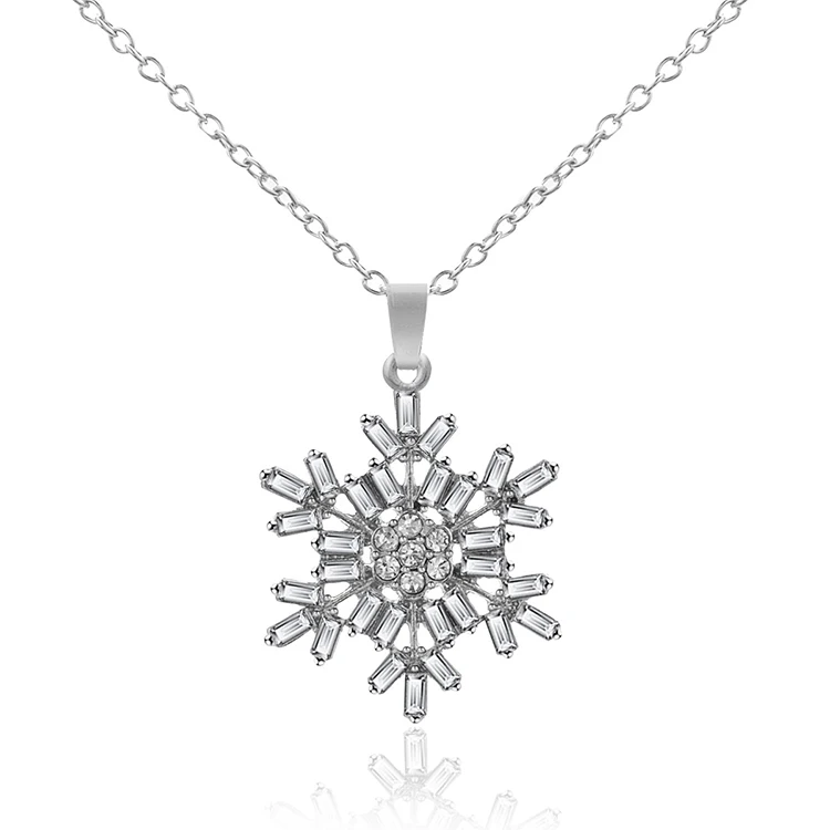 

Fashion Elegant Sweater Chain Necklace Jewelry Zircon Snow Pendant Necklace For Christmas Gift (KNK5024, Same as the picture