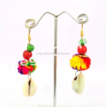 Handmade Pom Earrings Antique Designer Shall Handmade Pom Earrings Antique Designer Shall
