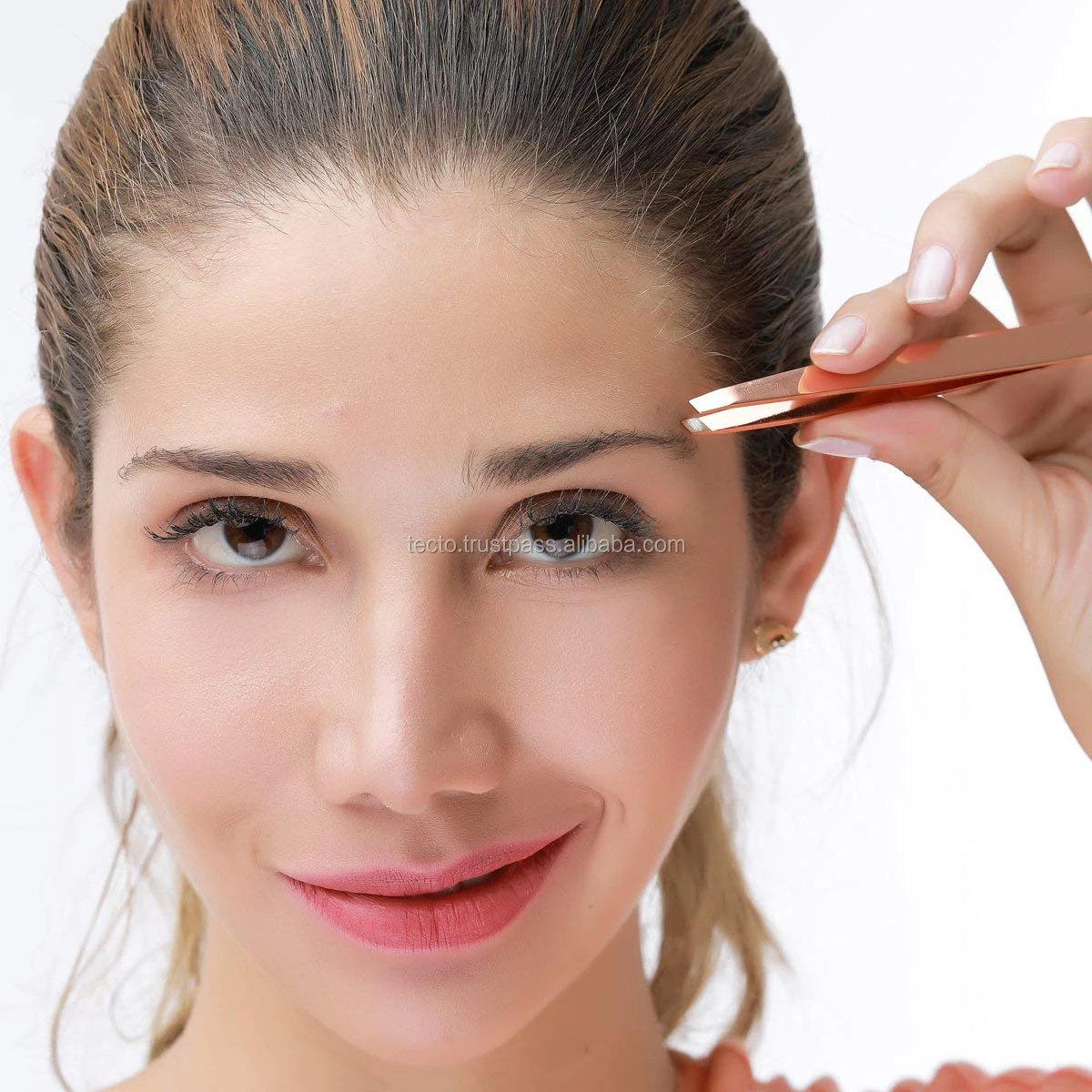 斜眉钳不锈钢斜尖眉钳玫瑰金