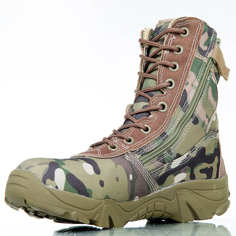 

2021 cheap price leather army desert boots with zipper