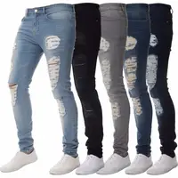 

China factory custom wholesale made high quality popular mens ripped skinny jeans Casual Denim Skinny Pants