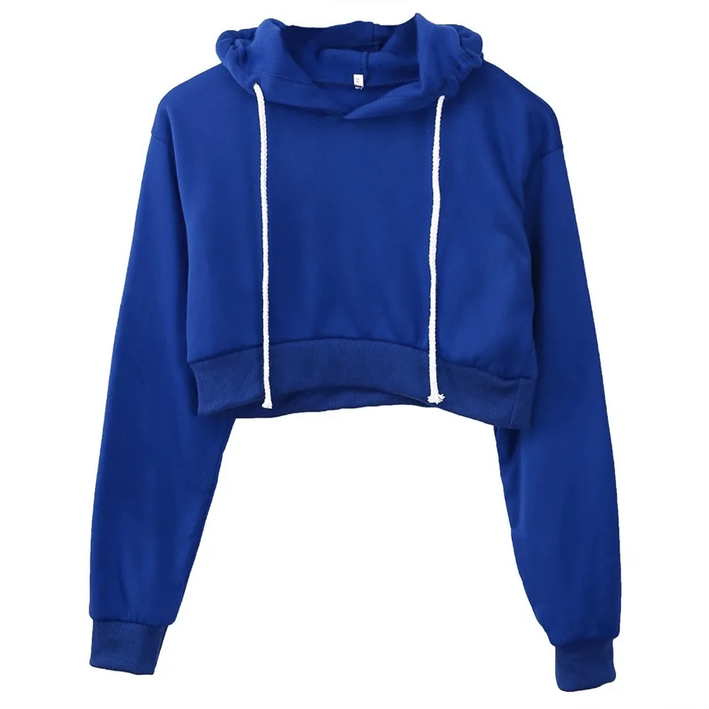 Plain Blue Crop Top Hoodie For Women Plain Blue Hoodie - Buy Crop Top ...