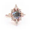 Black Salt and Pepper Diamond Designer Engagement Ring in 14k Rose Gold