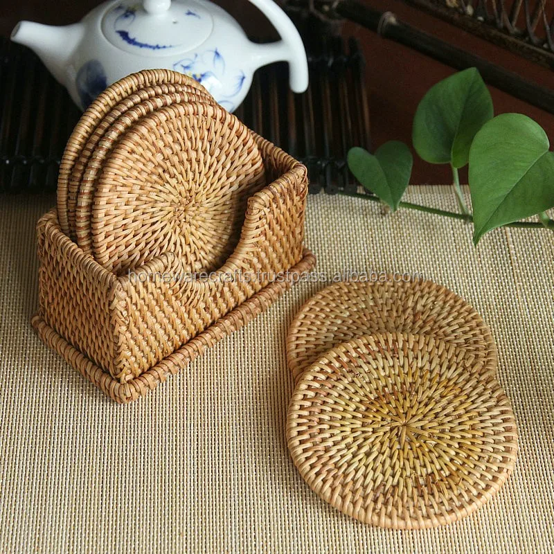 Rattan Coaster Set / Wholesale Rattan Cup Holder Buy Rattan Coaster