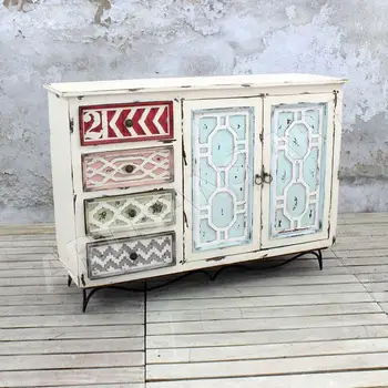 Antique Rustic Distressed Wooden French Sideboard Vintage Shabby