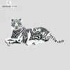 Handmade Wool Carpet Modern Kids Play Mat White Sitting Tiger Rug