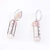 Statement three-dimensional elegant created cylindrical glass drop long earring