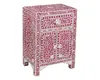 Bone Inlay Furniture - Pink Nightstand Side