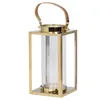 Decorative Modern Style Gold Hanging Lantern with Leather strap.