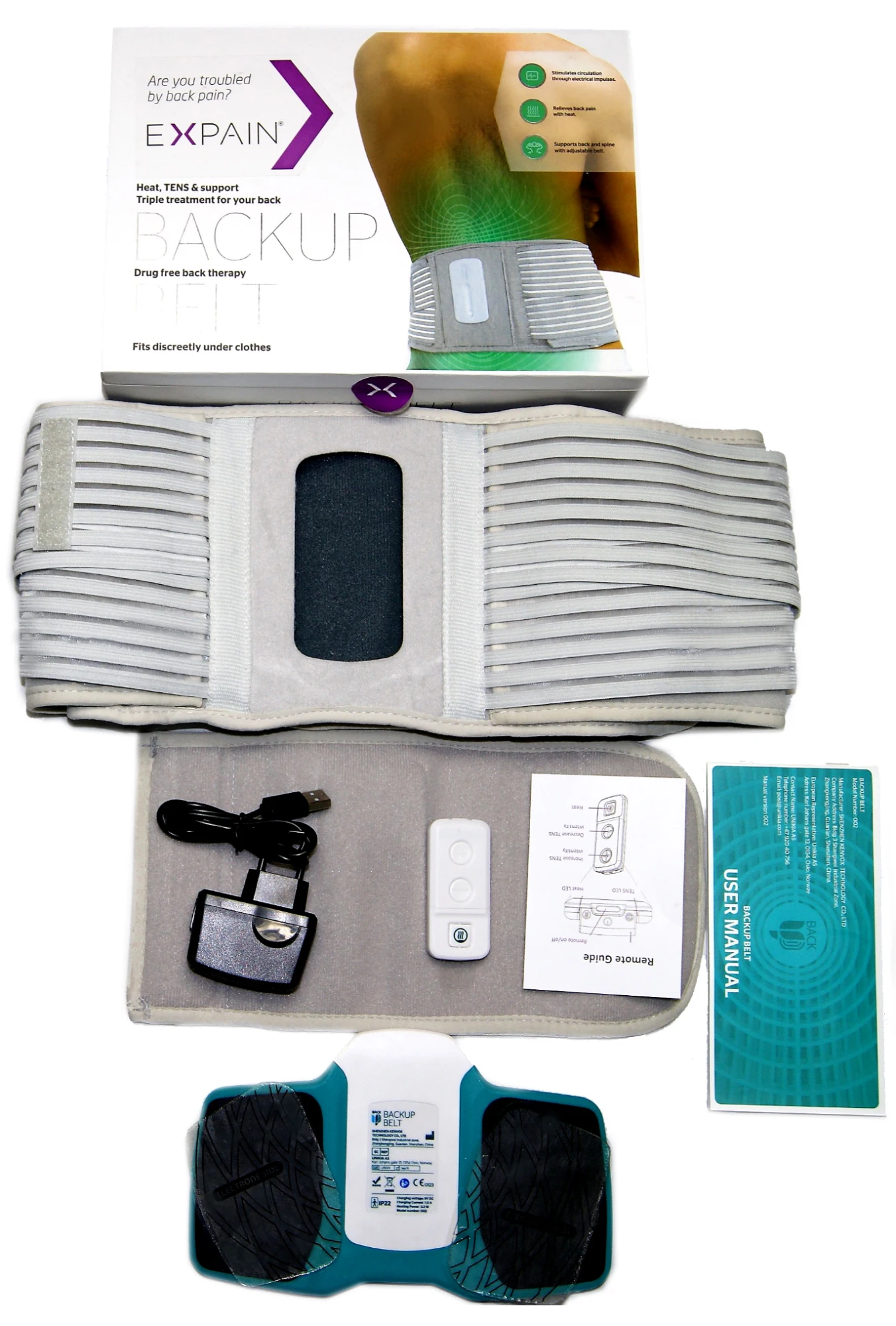 
EXPAIN Back Pain Belt,Triple Treatment:LowHeat,TENS&Support For Lower Back Pain 