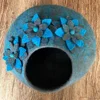 FY-CC-005, Flower Cat Cave, Warm and Cozy Pet Bed, Eco-friendly New Zealand Wool Felted by Skilled Women Artisan from Nepal