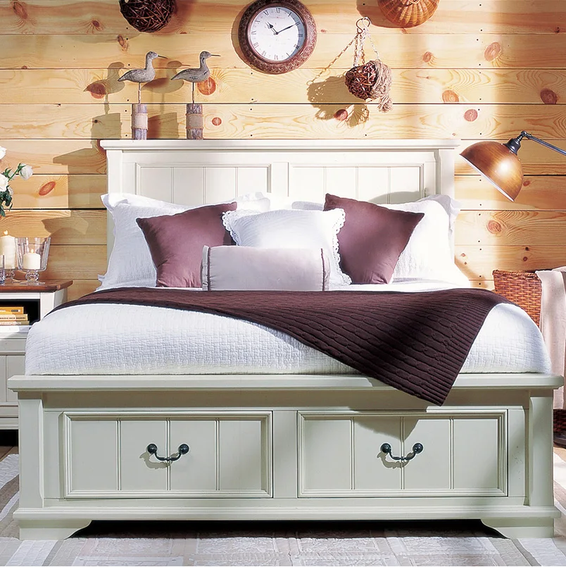 Muebles De Madera Maciza Con Diseños De Cama Doble De Madera De Teca