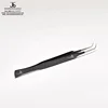 Eyelash Extension Tweezers Semi Curved Type 13 cm Metallic Black Finish Tail View With Fish Tail Style