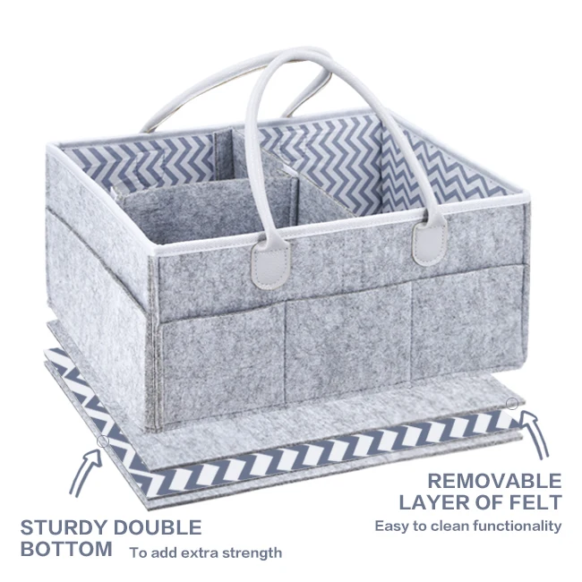 

Portable Sturdy nursery storage Diaper Organizer Mom's Favorite Large Felt Baby Diaper Caddy, Customized colors