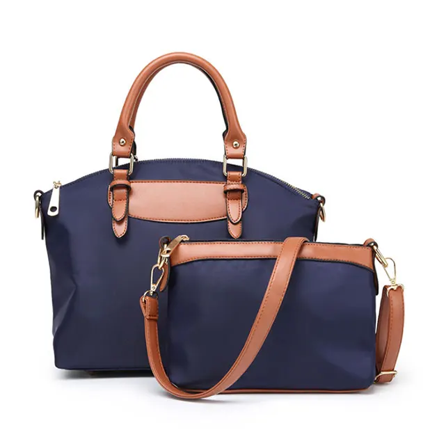 

Guangzhou bag factory 2 in 1 nylon pu leather fashion designer women handbags, Cosmeticized-color