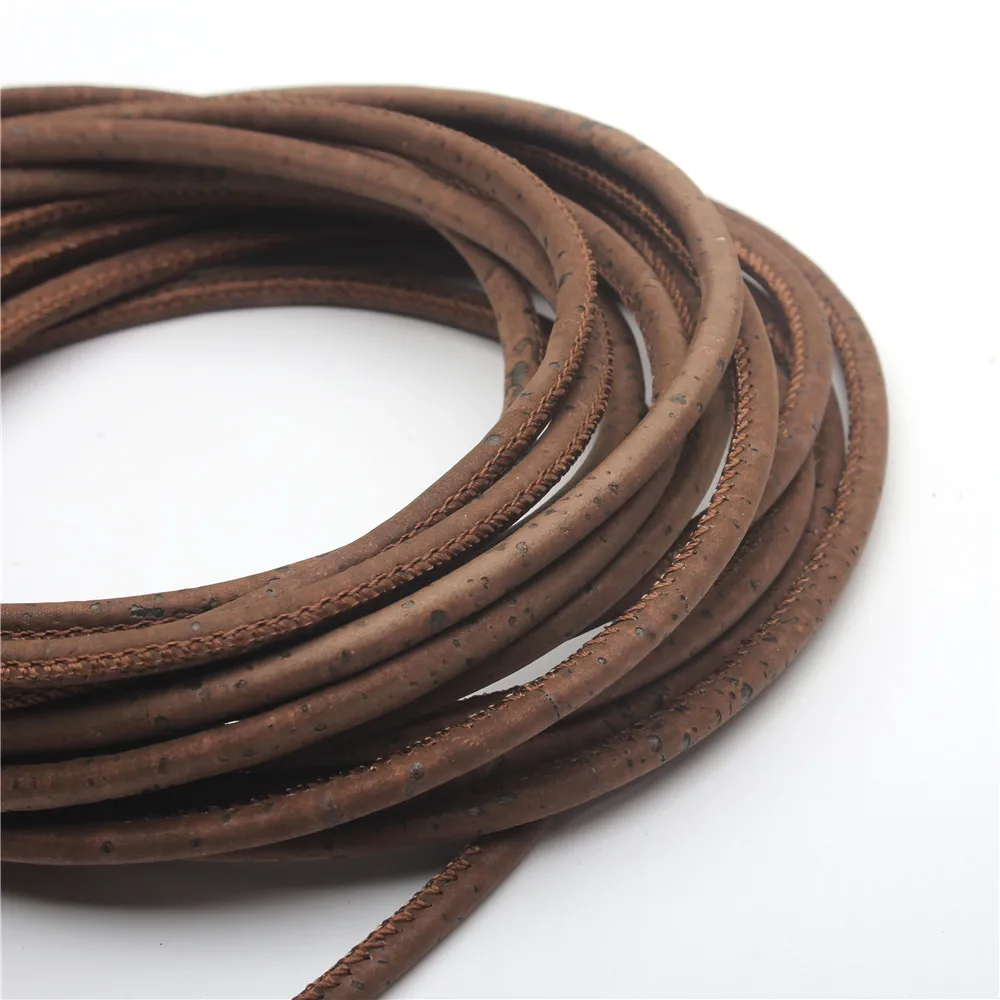 Natural cork 5mm round dark brown cork cord Portuguese cork wholesale jewelry supplies /Findings Cor-175