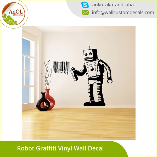 ビニール壁デカールロボット落書き マシン絵画バーコード ストリート落書きステッカー 面白いロボットで缶 Buy ビニールステッカー ウォール ステッカー ステッカー Product On Alibaba Com