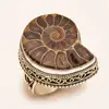 Ammonite Fossil Gemstone .925 Sterling Silver Vintage Style Ring Size 8
