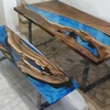 Industrial Wood Epoxy resin Antique Design Set Of Dining table Or Bench