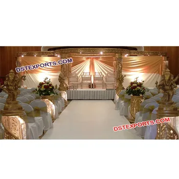 Vintage Wedding Mandap Golden Wedding Jali Crystal Mandap For