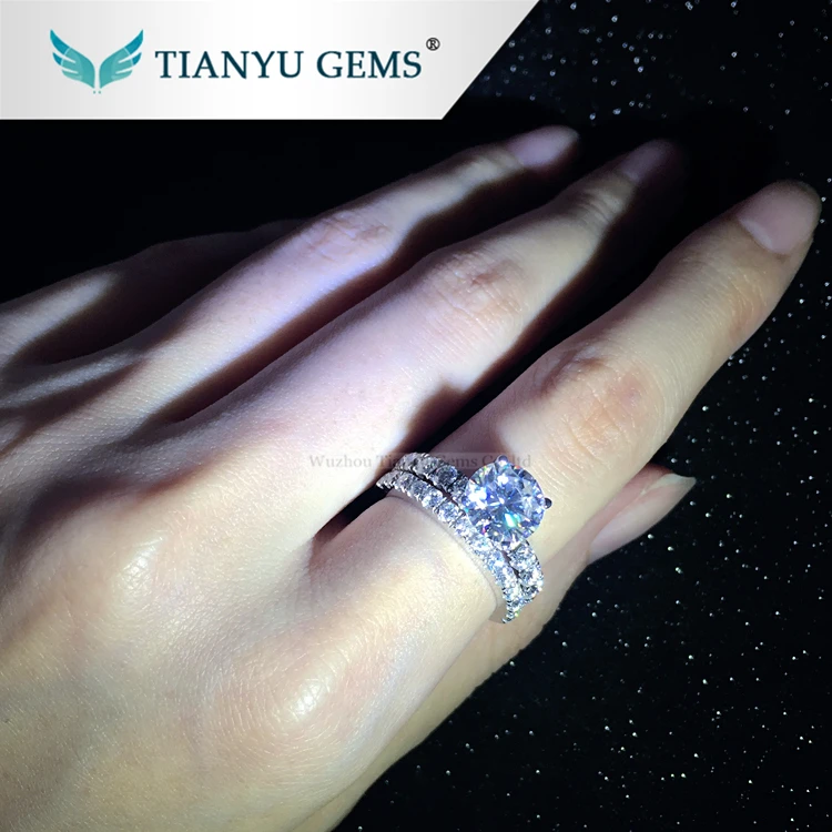 

100% Pure 14 K Soild White Gold Moissanite Diamond Engagement Rings, 2 Carat Round Brilliant Cut VVS D-E-F Moissanite rings