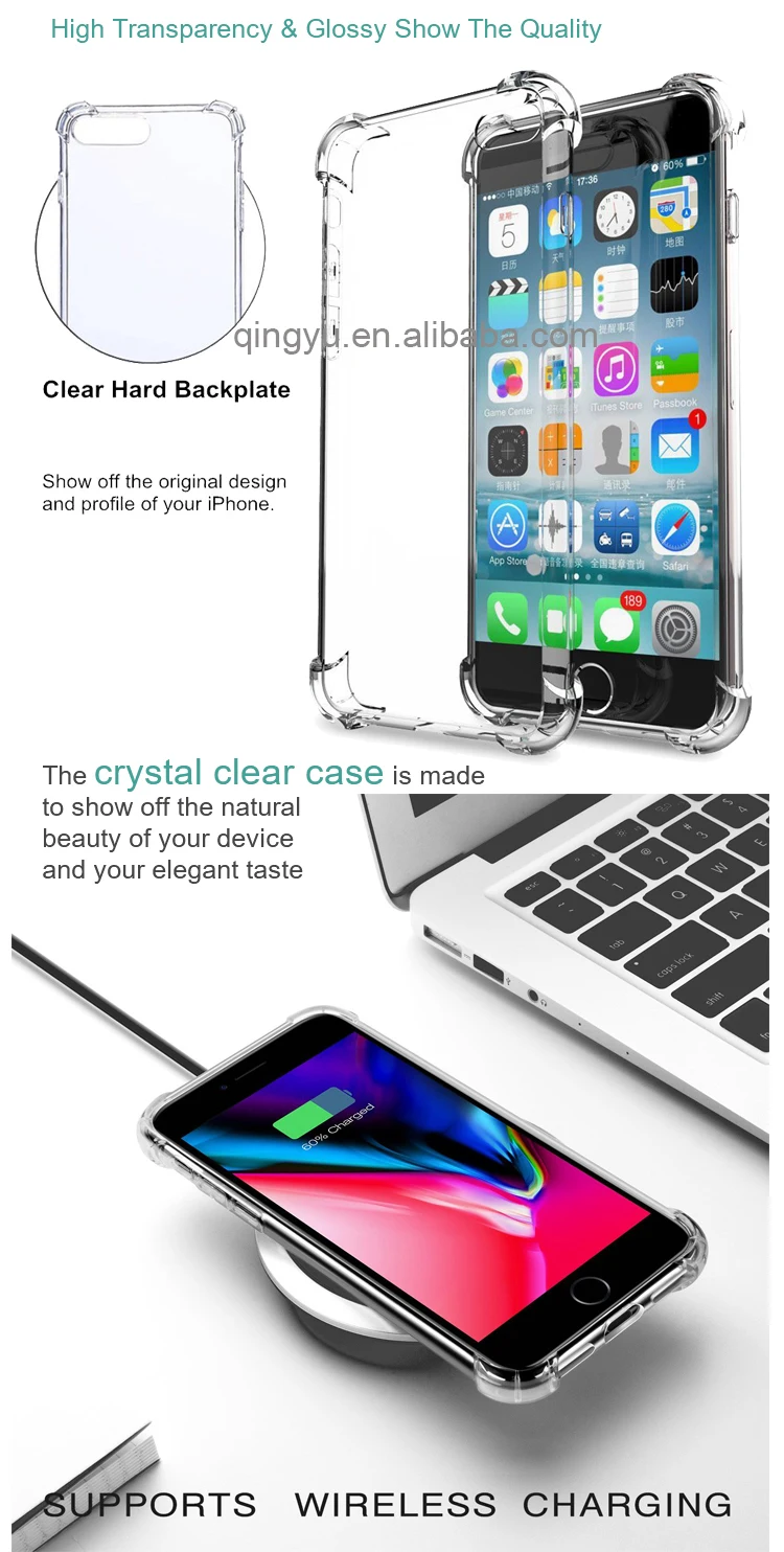 Wholesale Transparent Shock Absorption Case 1.0mm Tpu Frame And Pc Back
