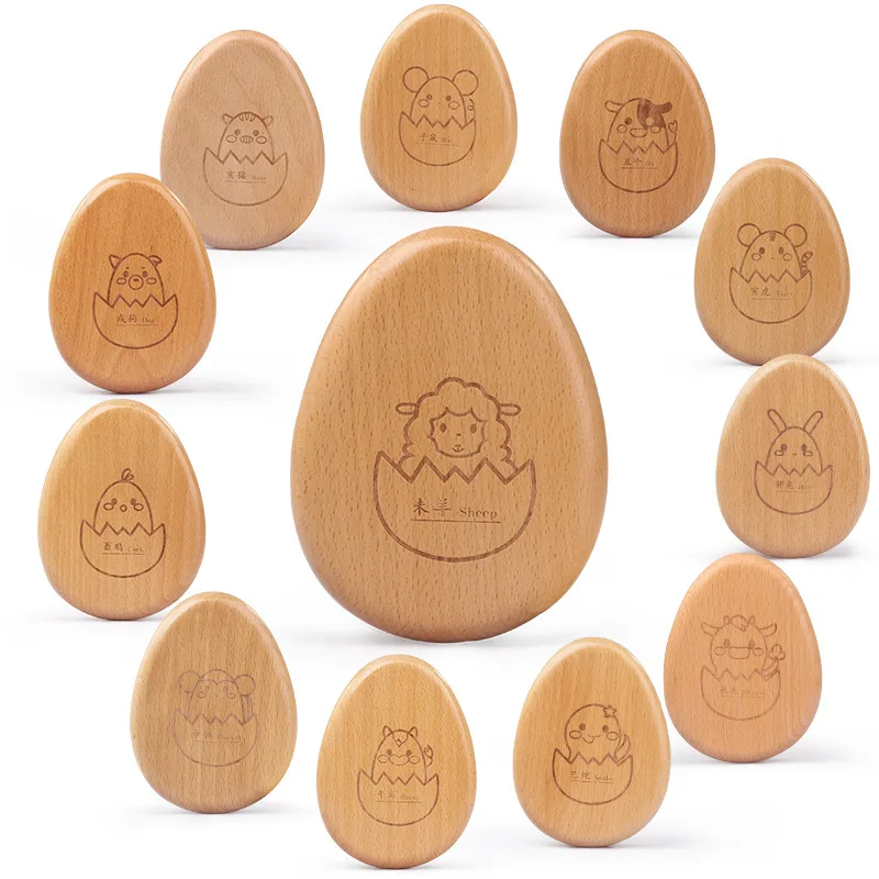beech wood egg shape baby tooth box for wholesale
