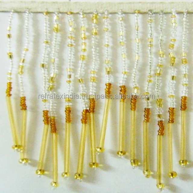 Glass Gold Bugle Seed Beaded Fringe Lamp Costume Trim Buy Head