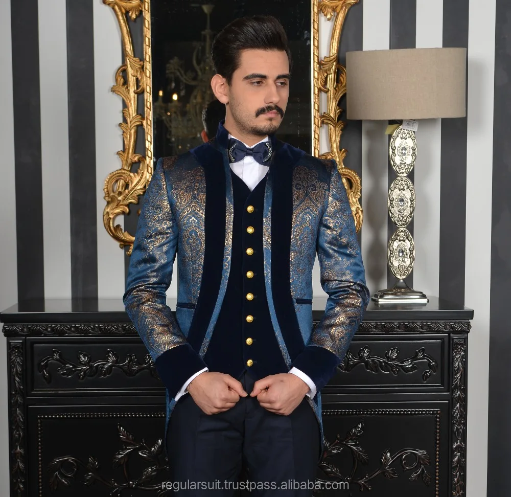 
Custom Made Blue High Quality Wedding Men Suit 