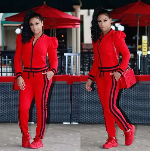 Neon Green Pink Tracksuit Women Two Piece Set Top And Pants Sweat Suits ...