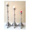 Aluminum Metal Silver Baroque Pillar Holder Silver Candelabra Tealight Candle Holder Wedding Decor Metal Candle Holder