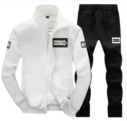 

Men Set Clothing Cotton Casual Sportswear Tracksuits Sweatshirt Sets Gyms Hoodies+Pants Sets Hombre Autumn Winter Fleece 2PCS, N/a