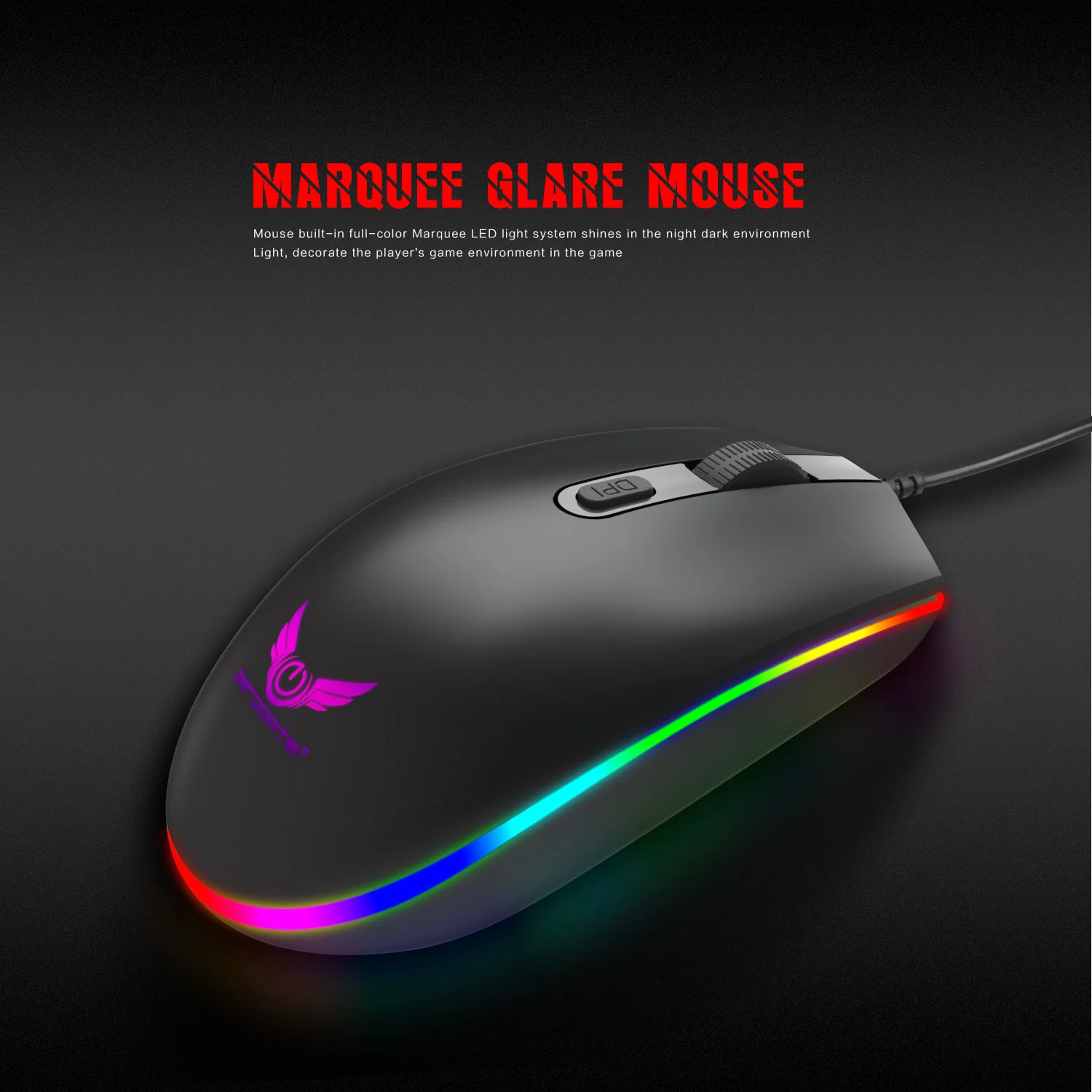 4 Button USB Wired Mouse S900 Backlight RGB LED Optical Mouse 1600DPI Gaming Mouse