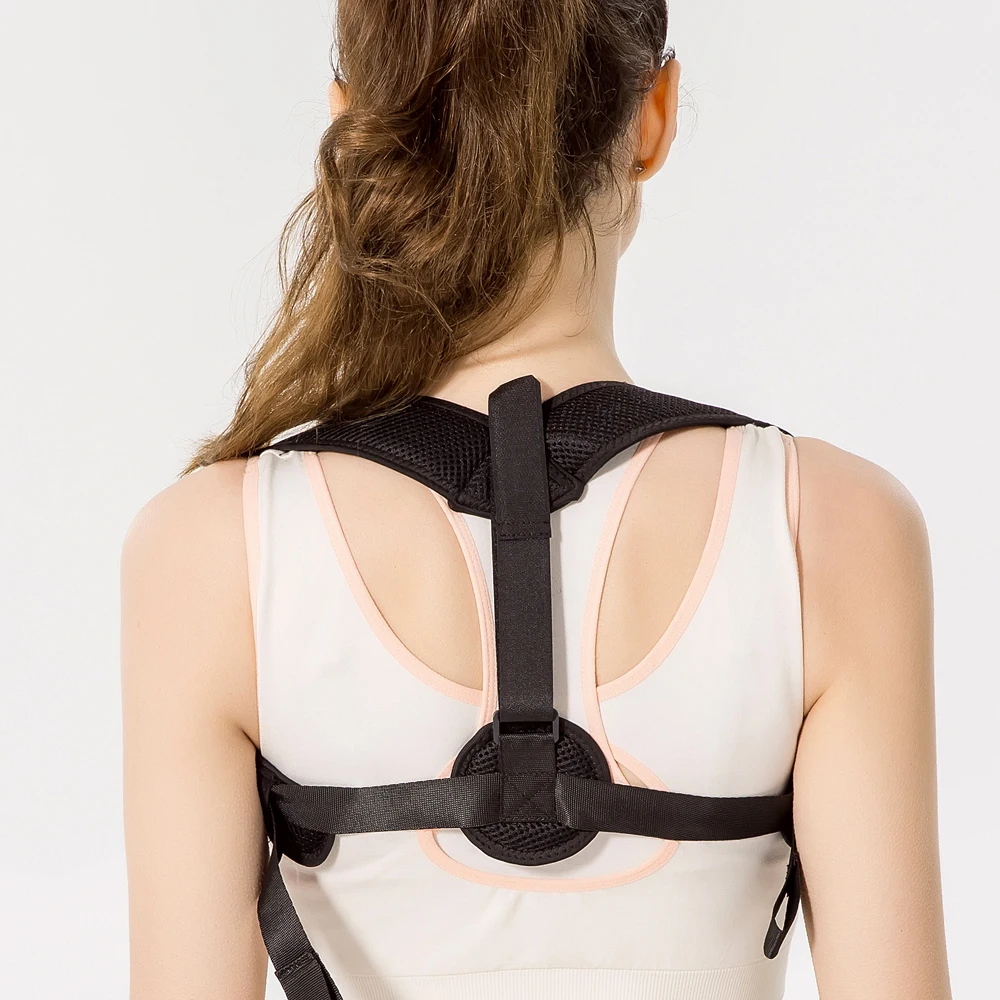 

Breathable and adjustable sitting back support posture correction, Black