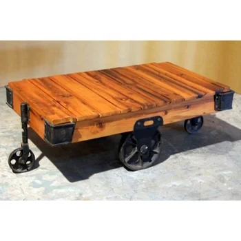 Vintage Indian Old Railway Sleeper Wood Cart Coffee Table With Cast Iron Wheels Living Room Tables Antique Vintage Indian Old Railway Sleeper Wood Cart Coffee Table With Cast Iron Wheels Living Room Tables Antique