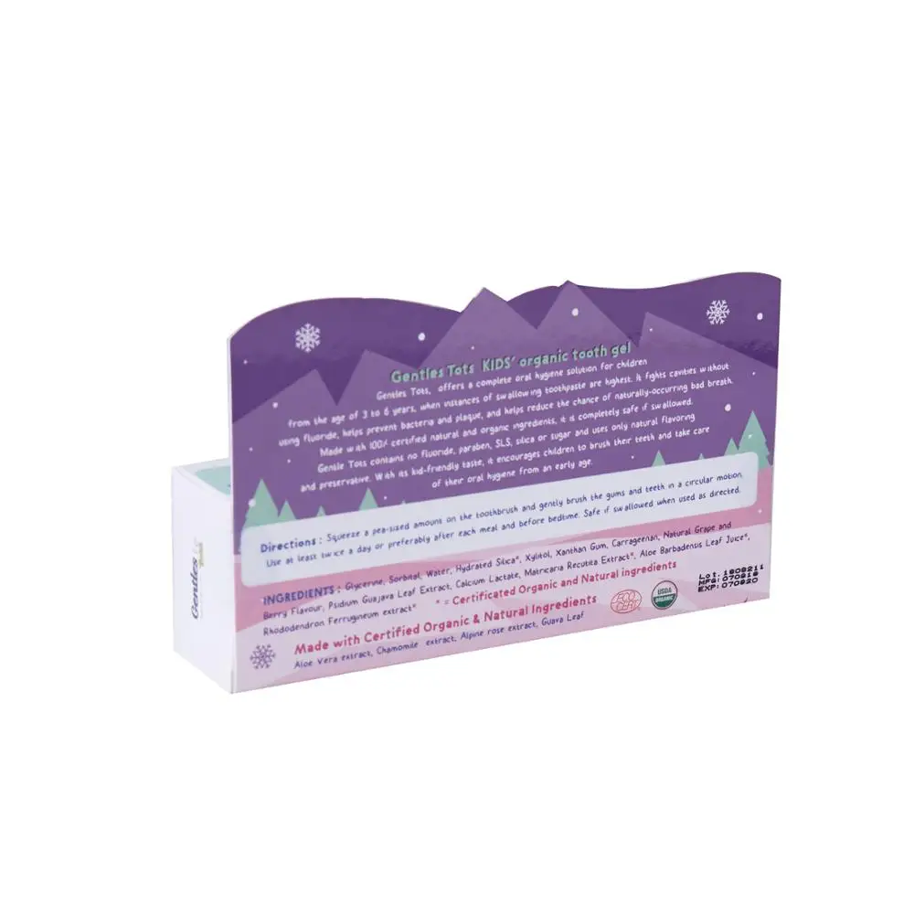
Fluoride Free Organic Toothpaste Gel for Kid Age 3+ years 