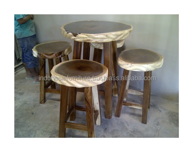 Rustic Round Bar Table And Stools Bangun Joyo Furniture High Tables Unique Wooden Stool Product Rustic Round Bar Table And Stools Bangun Joyo Furniture High Tables Unique Wooden Stool Product