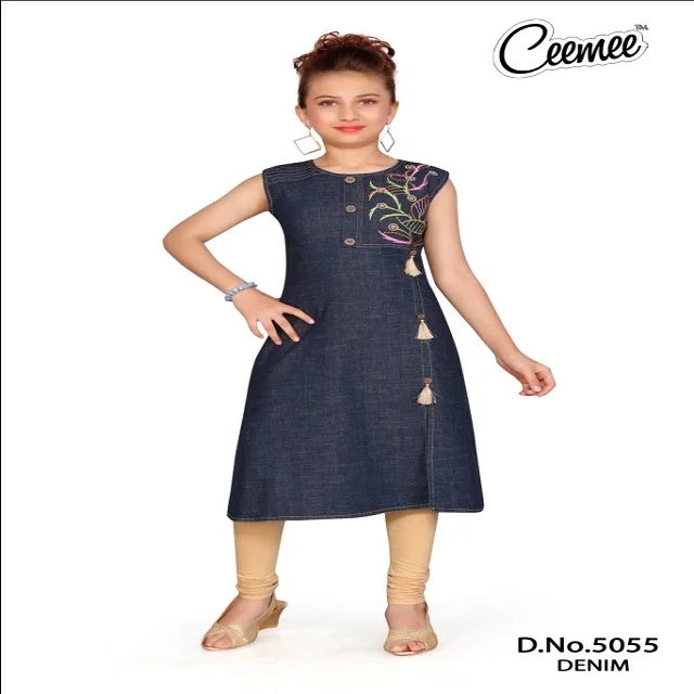 Letest Pattern Girls Wear Kurtis With Gold Color Kurti Buy Nice Printed Girls Dress Set,Latest