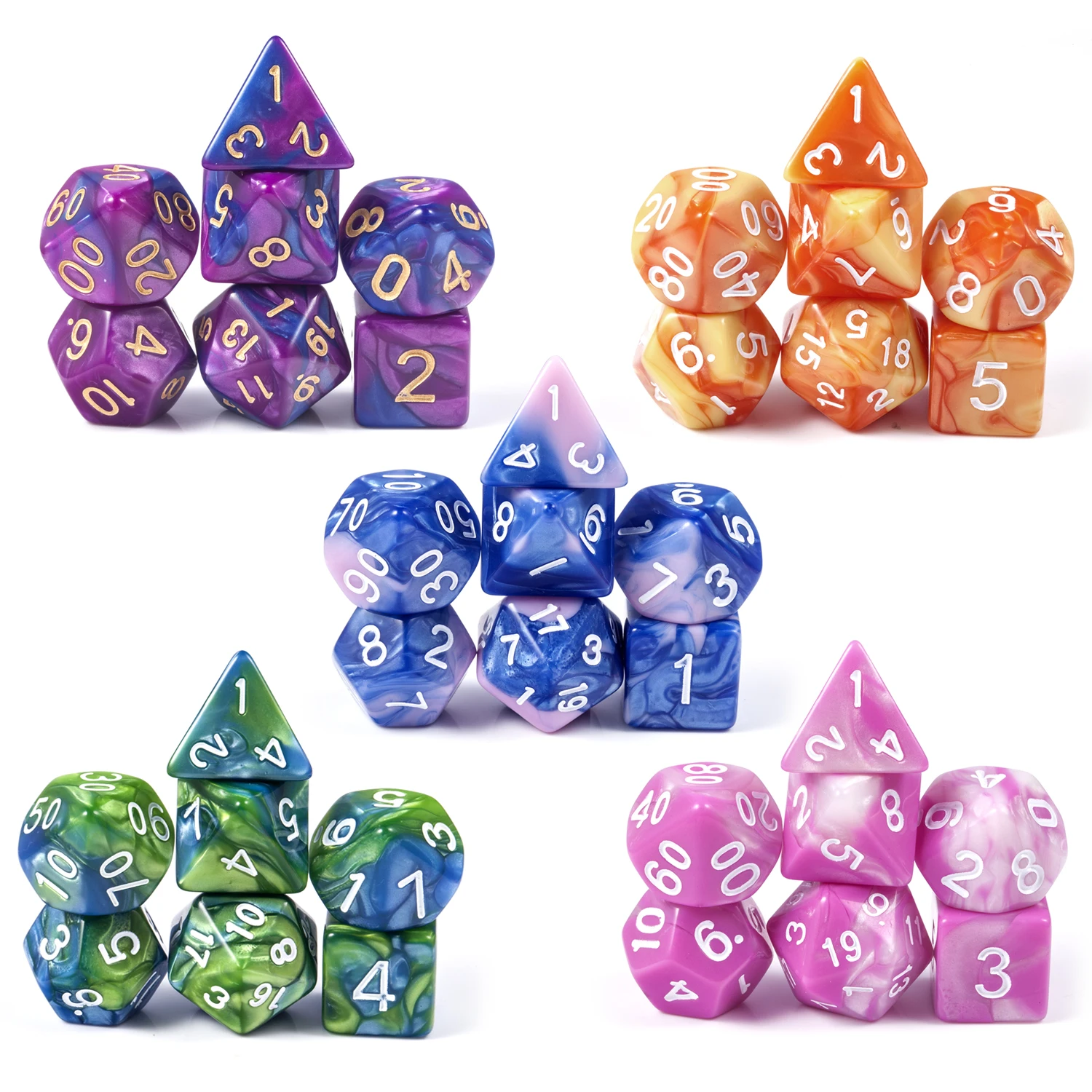 

Factory wholesale Polyhedral DND Dice Sets 5*7PCS plastic Dungeons and Dragons Dice D&D Pole Playing Games