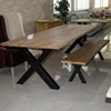 Dining table X solid oak wood with iron legs 240x100cm.