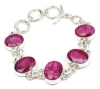 pink ruby corundum silver plated fashion bracelet jewelry