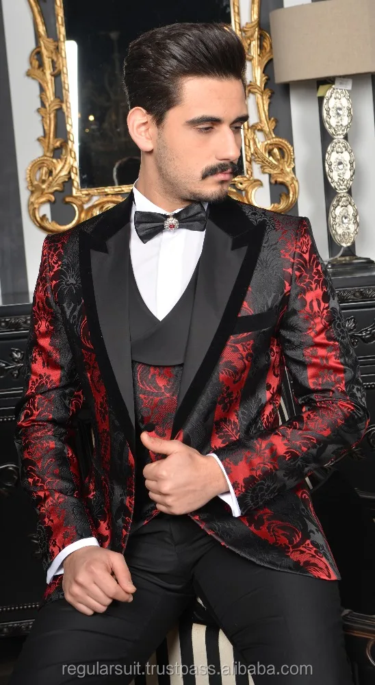 
Best Suit Money Can Buy Patterned Black Red Man Suit 