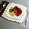 PZ00150 hot sale square gold rim white ceramic charger plate for wedding