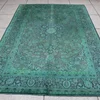 Overdyed Caucasian rug, floral persian vintage rug, pine colored vintage rug