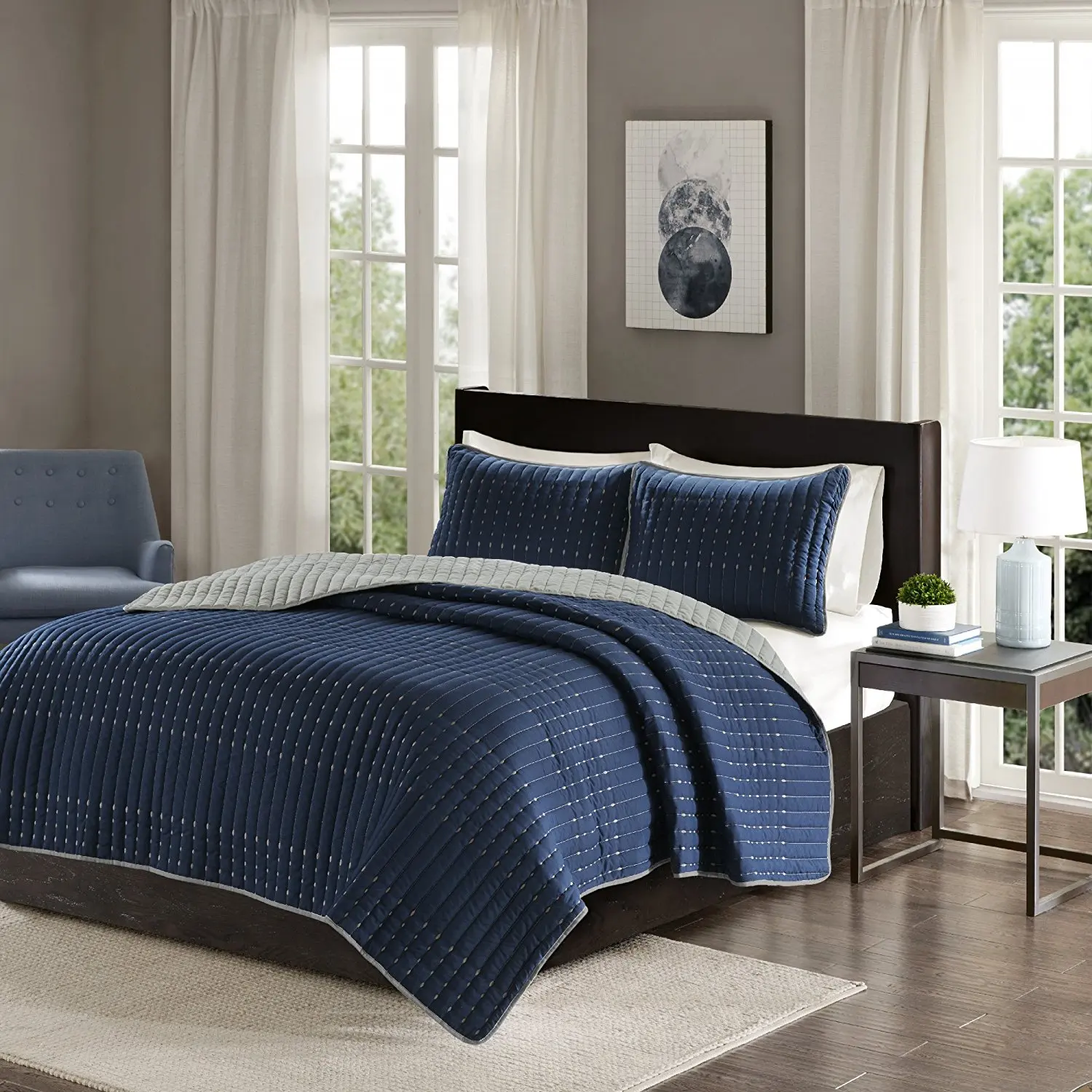 navy blue coverlet queen