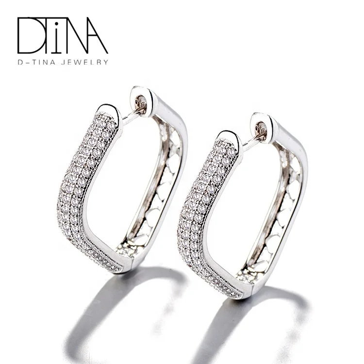 

DTINA Minimalist Zirconia Huggies Rhinestone Hoop Zircon Boutique Earrings Unisex Geometric Round Crystal Stud Ear Loop