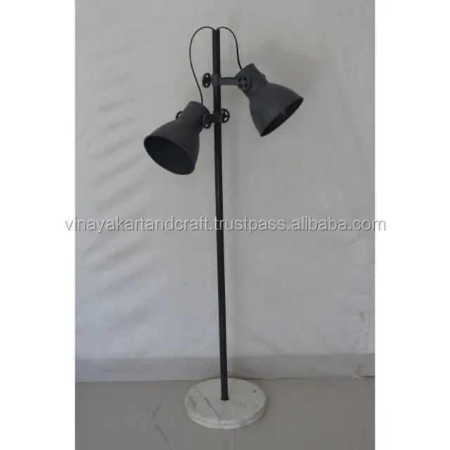 Factory Industrial Floor Lamp Decorative Adjustable 2 Way Twin 2 Lights Led Stand Modern Luxury Grey Floor Lamp with Marble Base