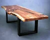 Industrial & vintage iron metal & solid wood acacia live edge dining table