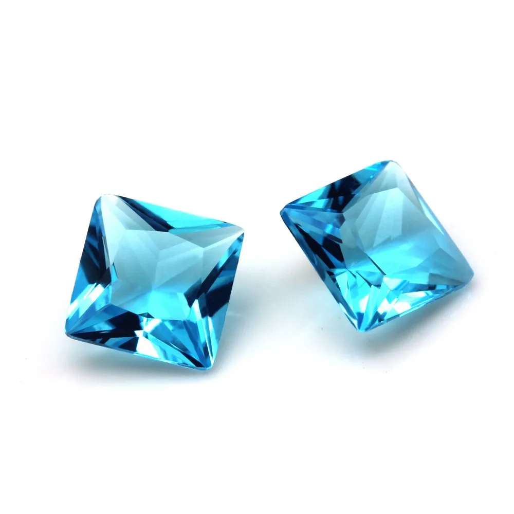 便宜的价格散装切割海蓝宝石蓝色玻璃宝石