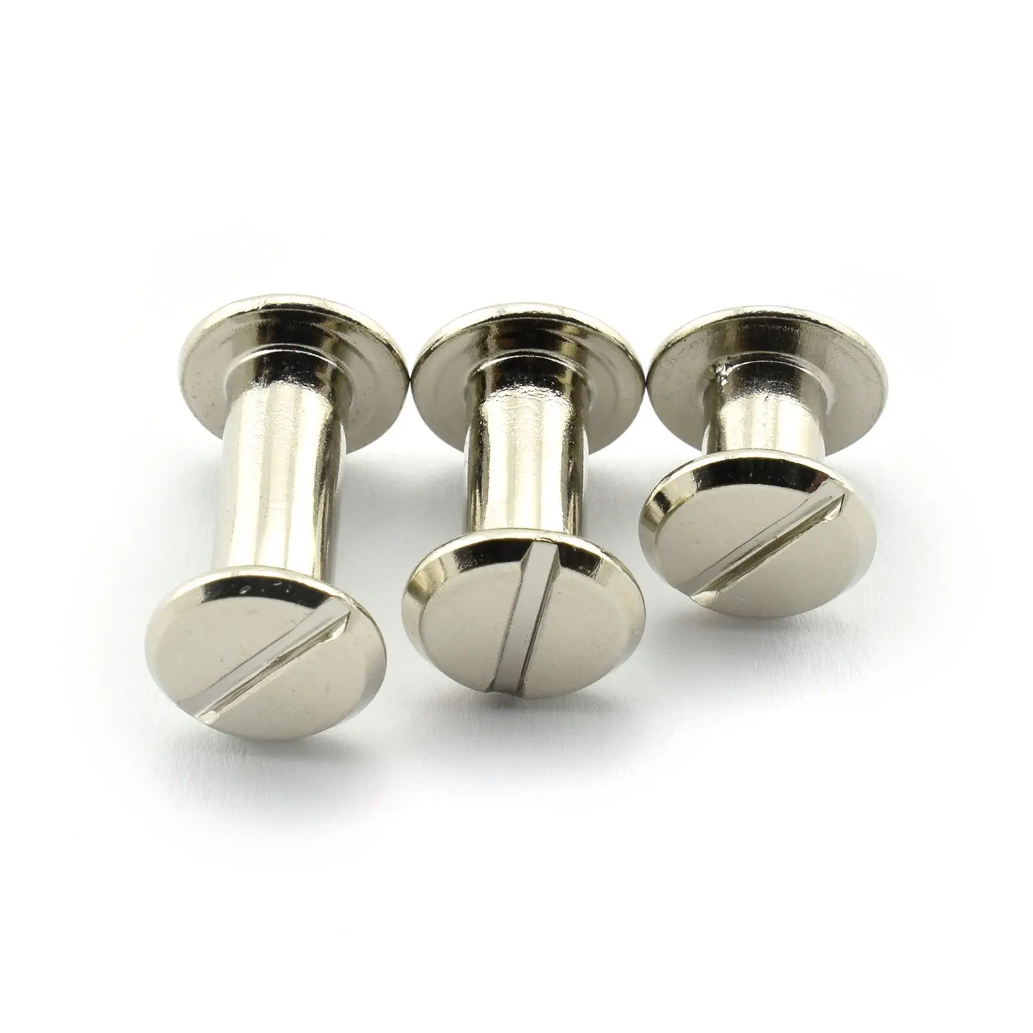 60 Sets Silvery Chicago Screws Assorted Kit 1/4 3/8 1/2 Inches Screw Posts Metal Accessories Nail Rivet Chicago Button For DIY Leather Decoration Bookbinding Round Flat Head Stud Screw